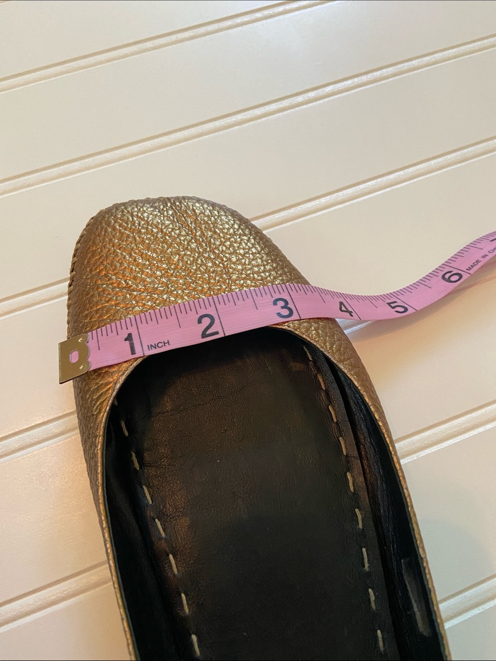Taryn Rose Bronze Metallic Pebbled Leather Whipstitch Ballet Flats Womans 8.5 - Picture 7 of 7